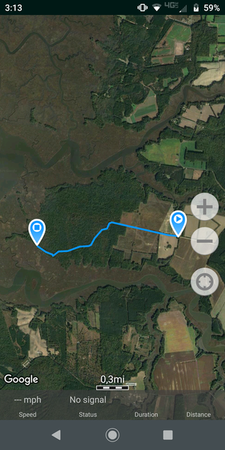 Satellite imagery of the trail at Nutter's Neck Wildlife Management Area