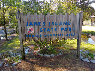 The entrance sign to James Island State Park