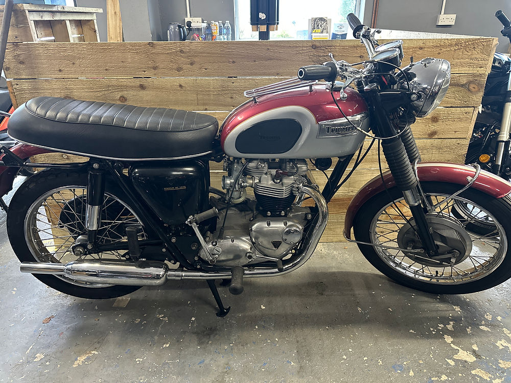 Classic Triumph motorcycle at Colin Flashman Motorcycles