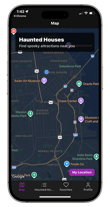 Map of haunted houses