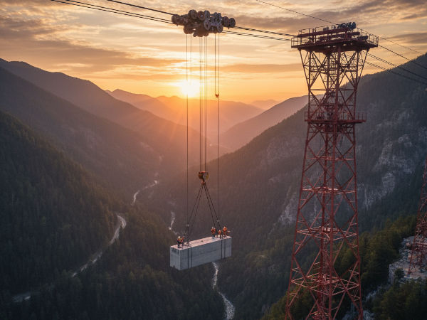 מנוף כבל (Cable Crane / Aerial Cableway)
