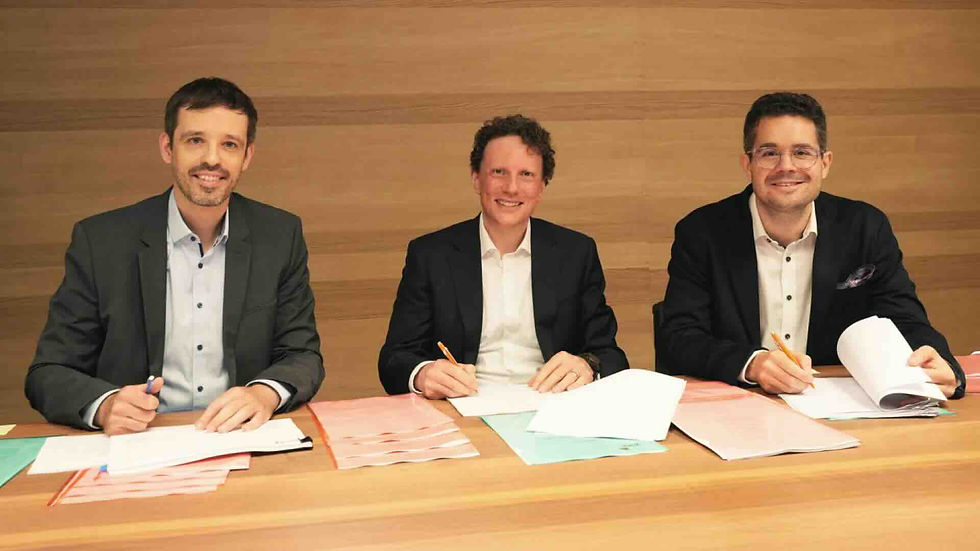 Climeworks' Co-CEOs Jan Wurzbacher & Christoph Gebald, and CFO Andreas Aepli sign financing round
