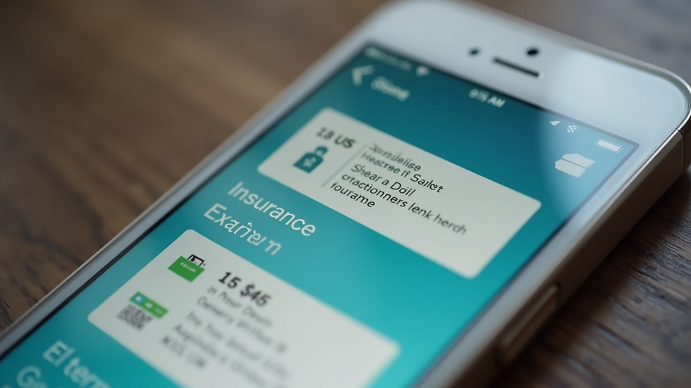 Close-up of a mobile app showing personalized insurance offers based on user data