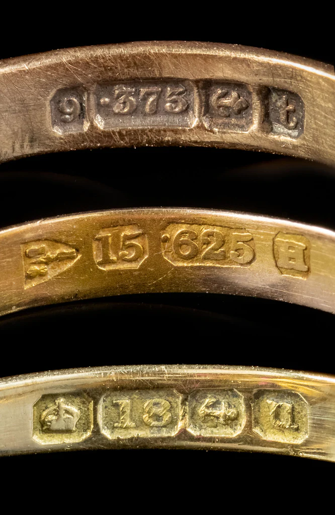 different gold karat markings