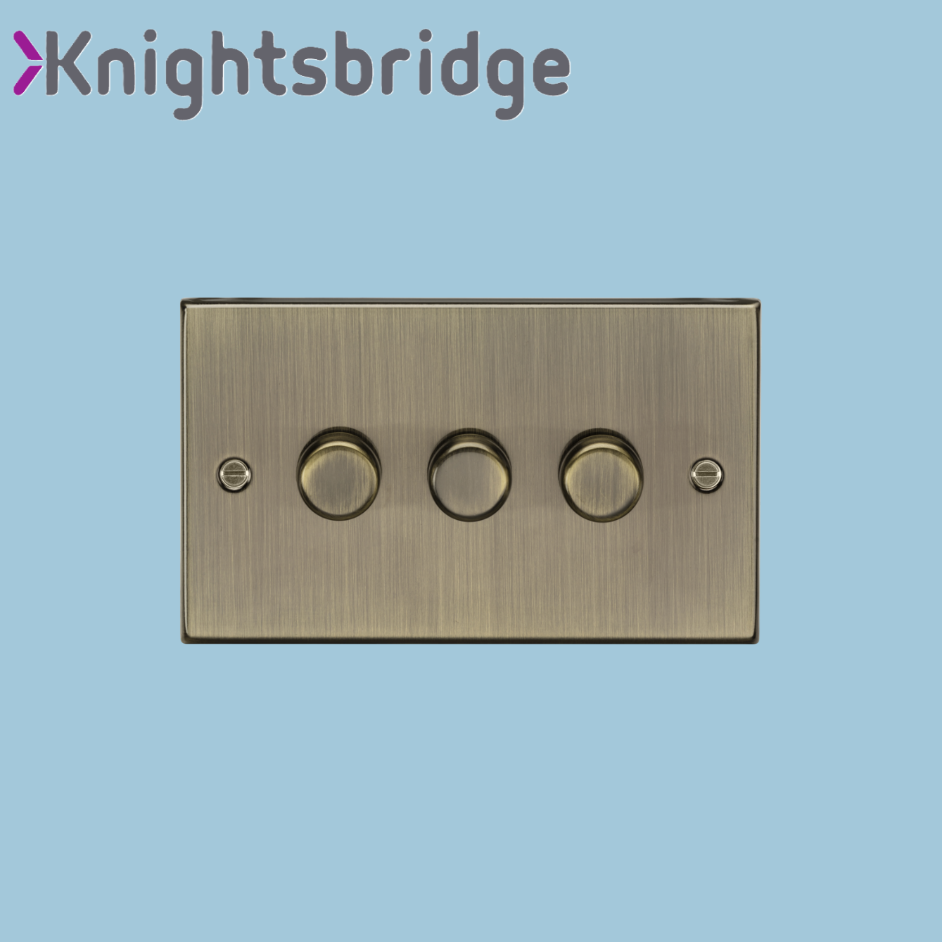 Knightsbridge - LED Dimmer Switch (2G Plate) - Antique Brass
