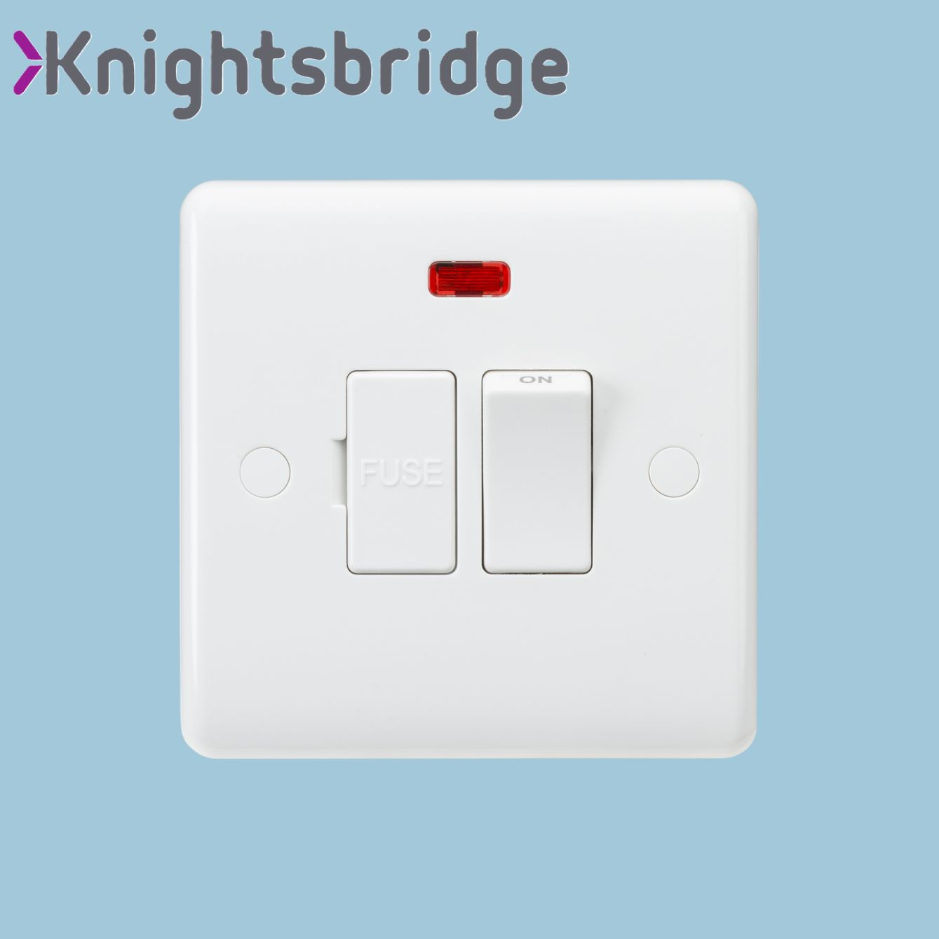 Knightsbridge - Switched Spur with Flex Outlet (Slim White with Neon)
