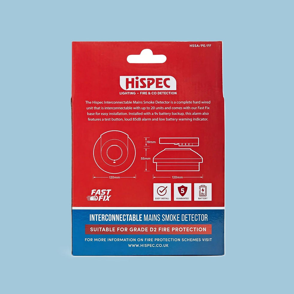 Thumbnail: Hispec -Mains Smoke Alarm (9v Back-Up Battery)