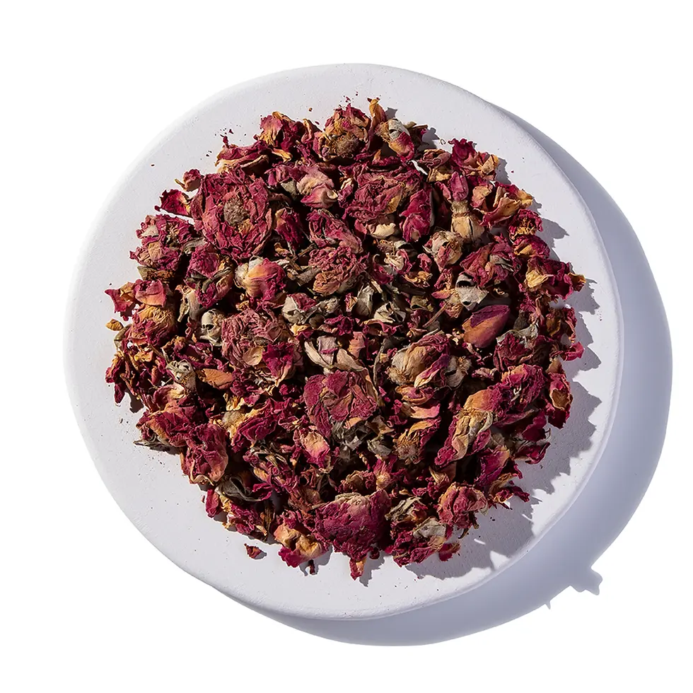 A plate of dried organic rose buds