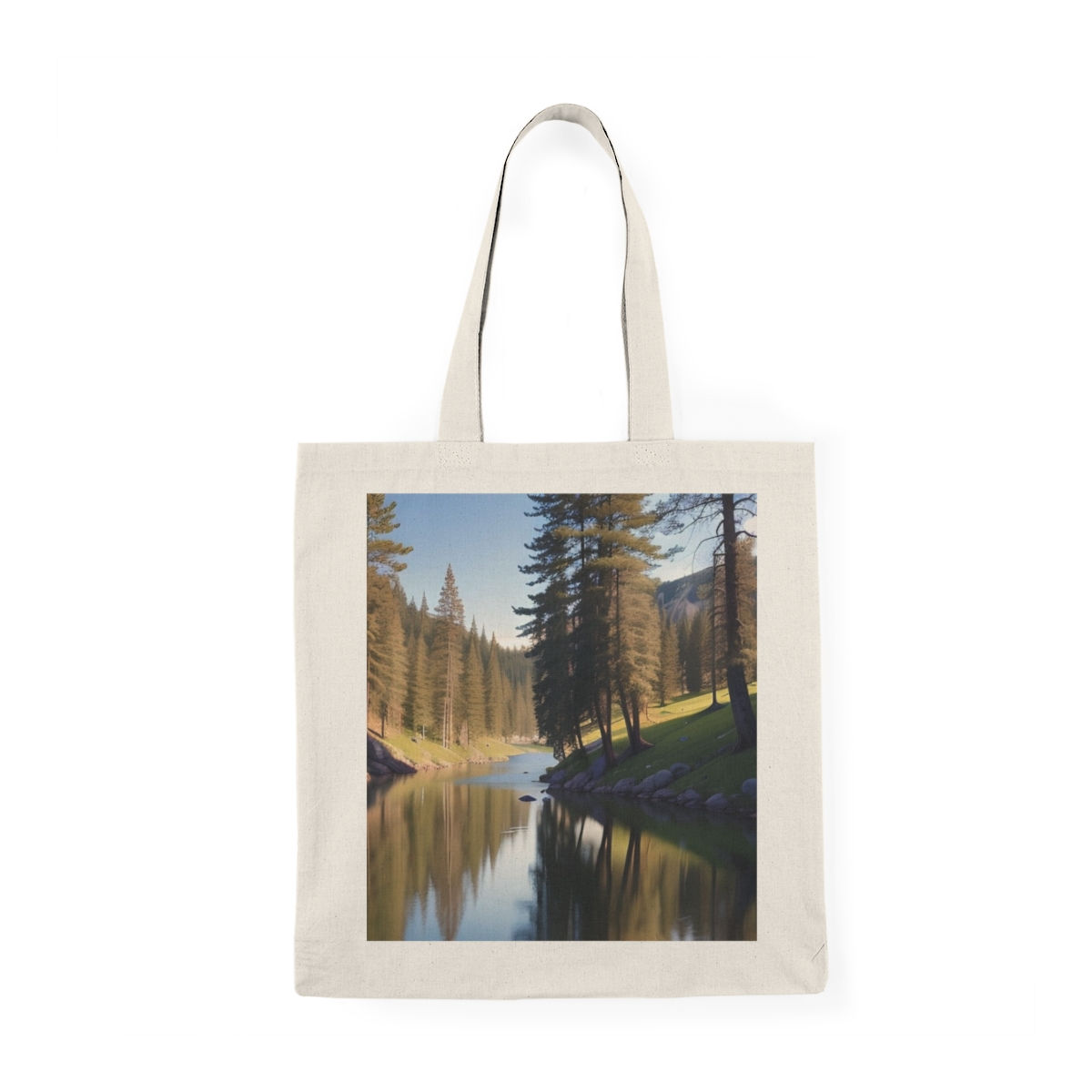 Reading by the River Natural Tote Bag