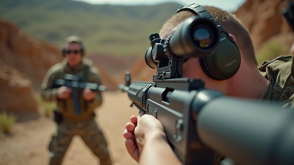 Eye-level view of a firearm training session
