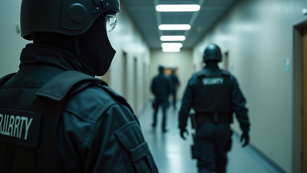 Close-up view of a training facility for security personnel