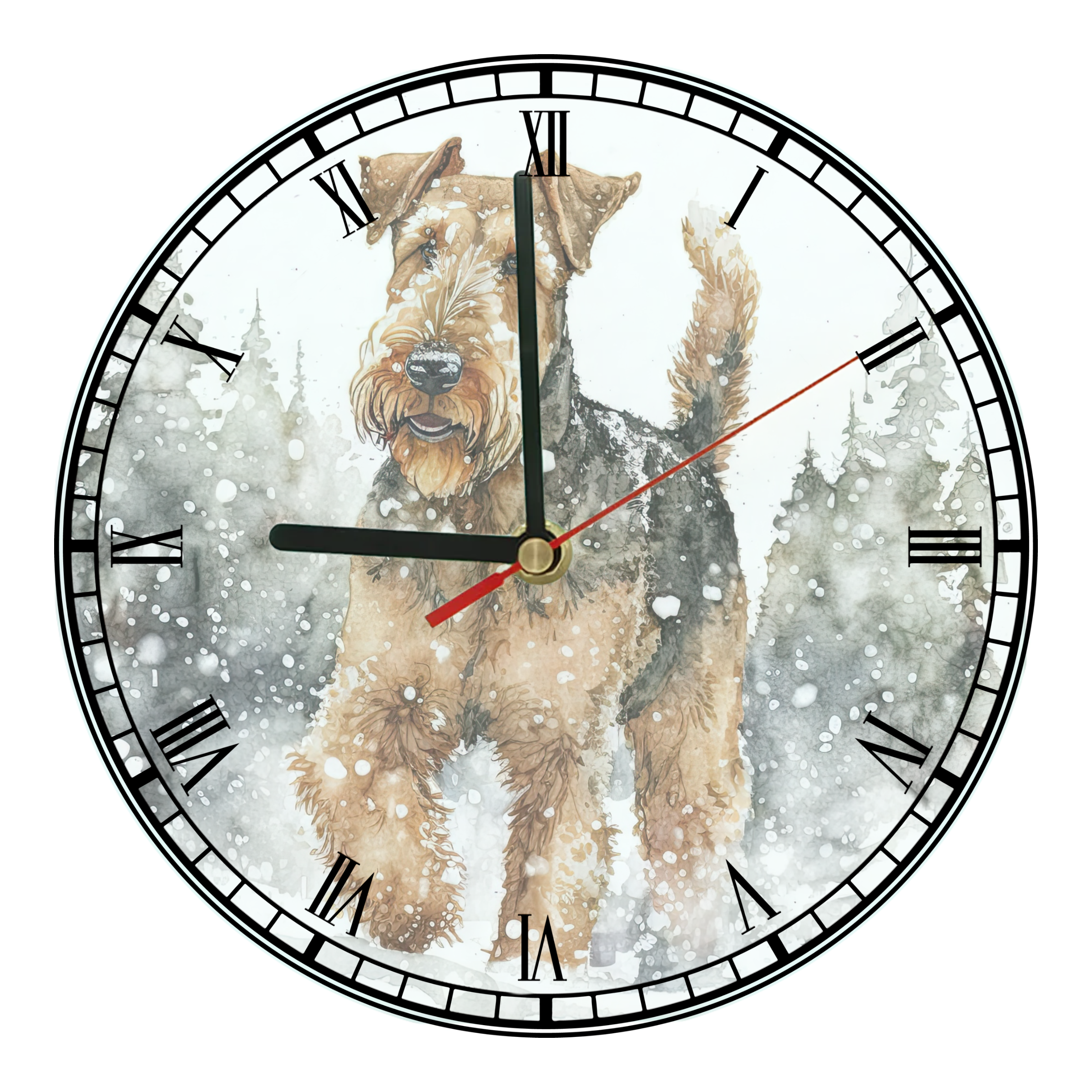 20cm Airedale Terrier Clock - Style 1