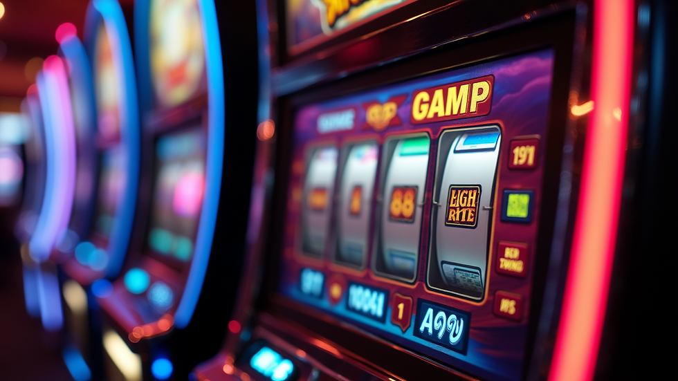 Close-up view of a slot machine displaying high RTP percentage