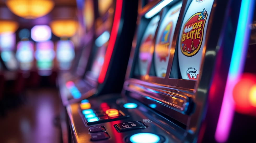 Close-up view of a colorful Gacor slot machine with vibrant graphics