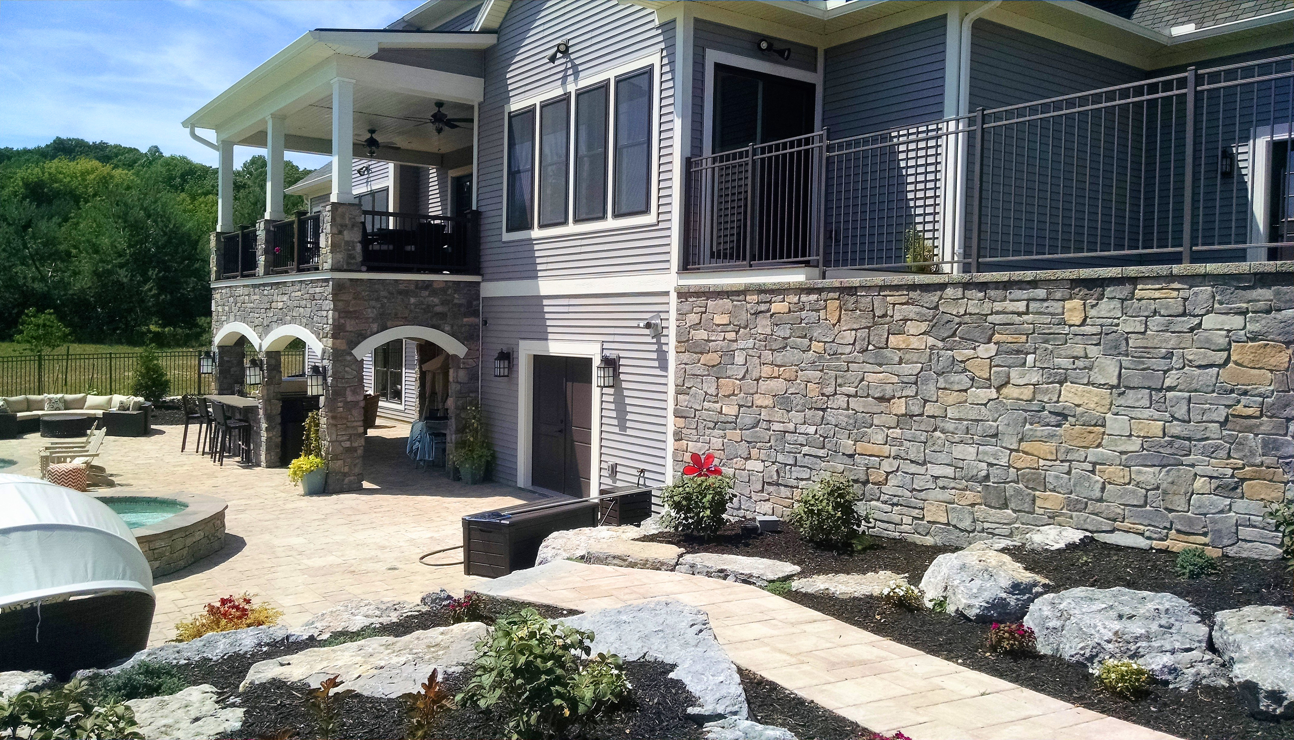Stone Veneer & Concrete Patio