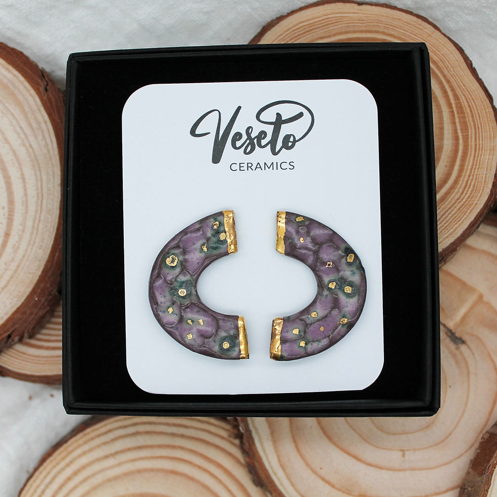 Thumbnail: Ivory Orchid Moons Ceramic Earrings