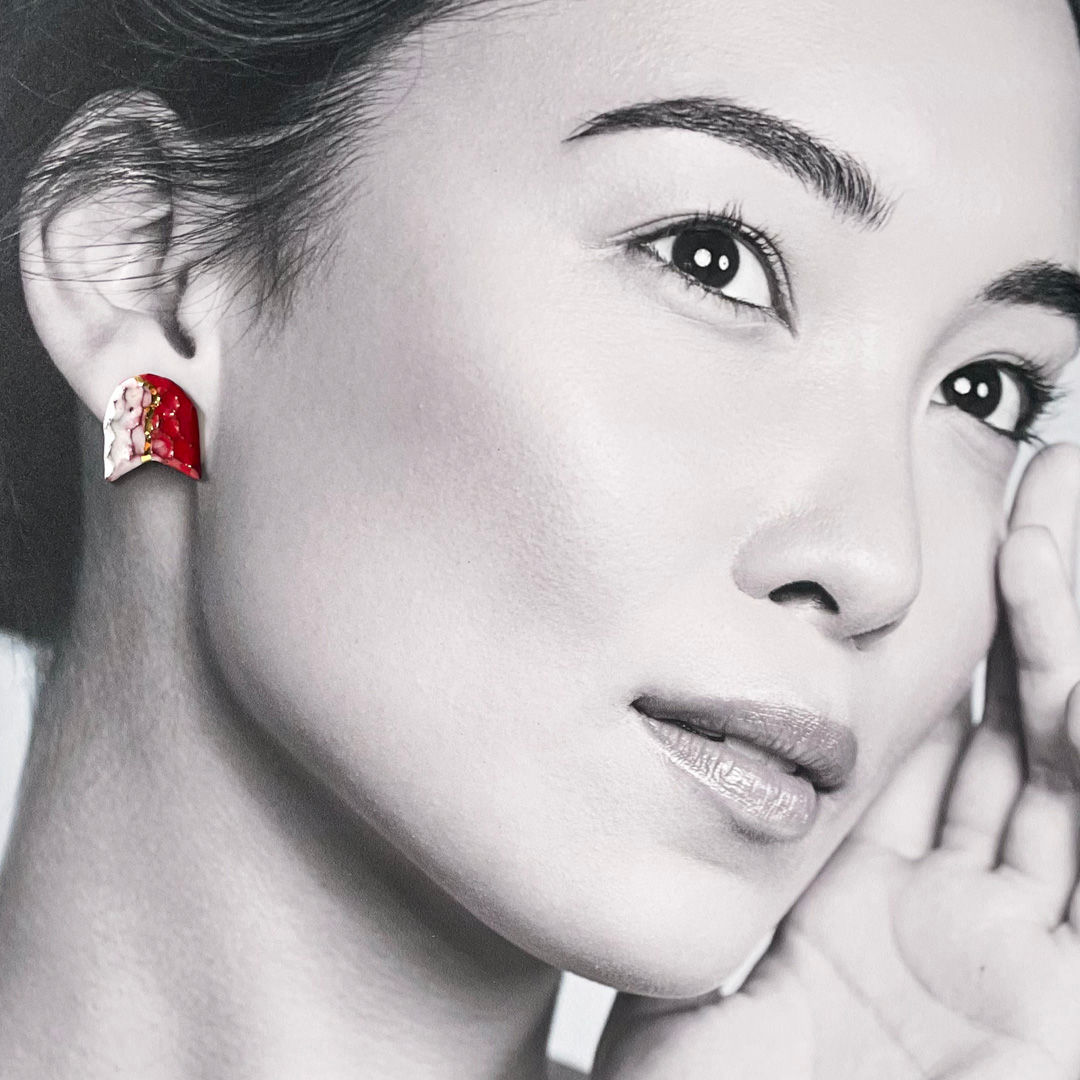 Red Mermaid Ivory Keramik Ohrringe