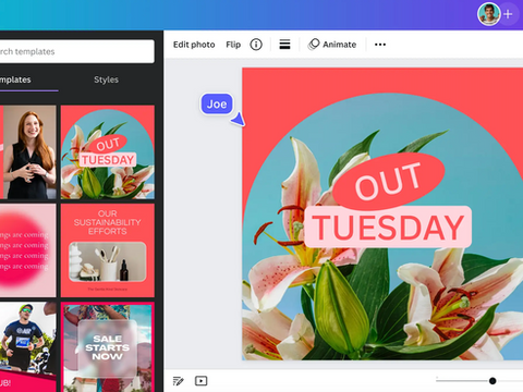 Screenshot of a Canva work project.