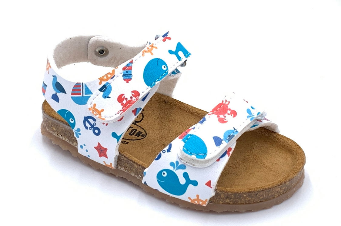 Plakton sandali anatomici suola flessibile colore bianco stampato Made in