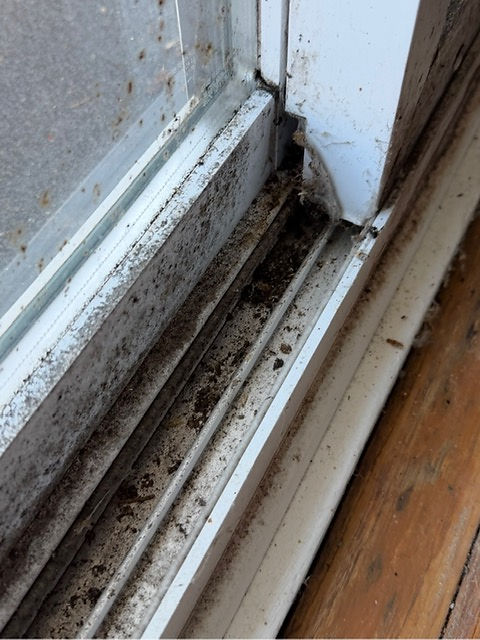 Dirty window sill, before picture.