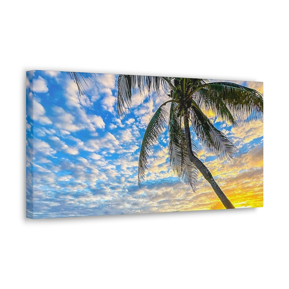 Thumbnail: Mexico Beach Sunset Palm Tree Landscape Beautiful Beach Canvas Gallery Wraps