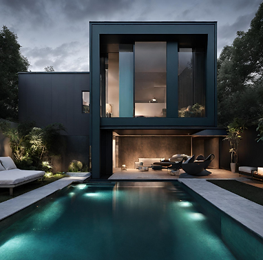 modern home at night