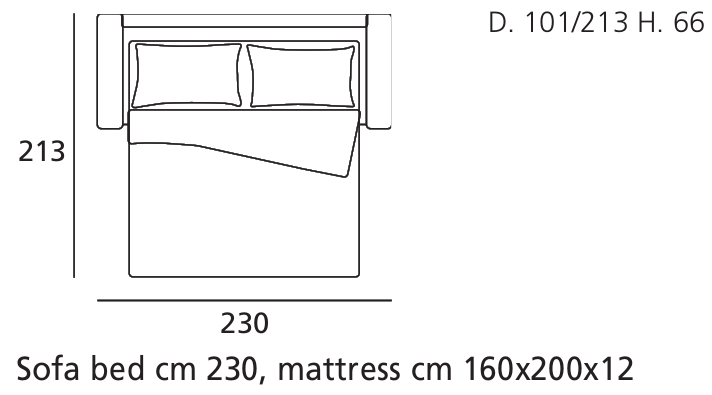 Tolomeo Schlafsofa 230, Matratze 160x200x12 cm