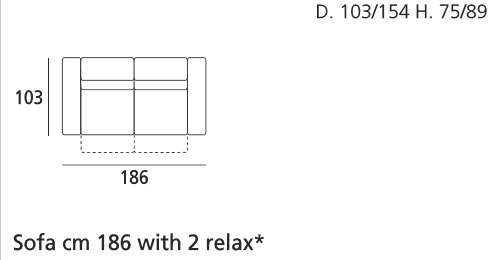 Ray Sofa 186 cm mit 2 Relax