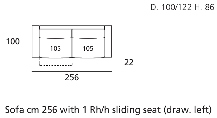 Zar Sofa 256 cm mit Relax li