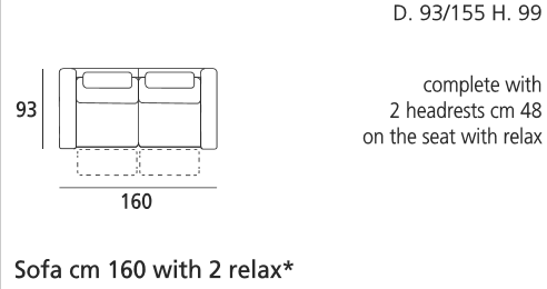 Dylan Sofa 160 cm mit Relax