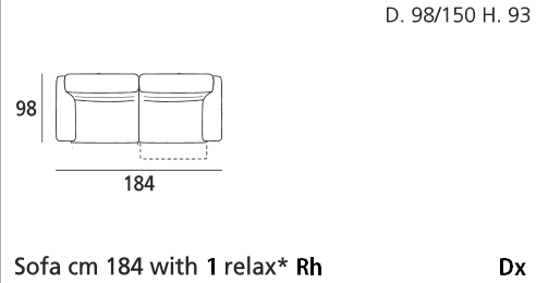 William Sofa 184 cm mit Relax re