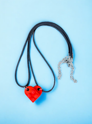 Lego Plate Lego Heart Necklace Two Piece Chrome Orange Piece