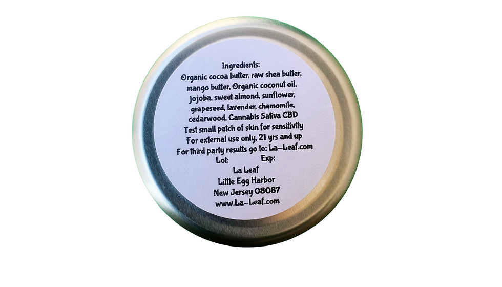 CBD Infused Salve Rear Label