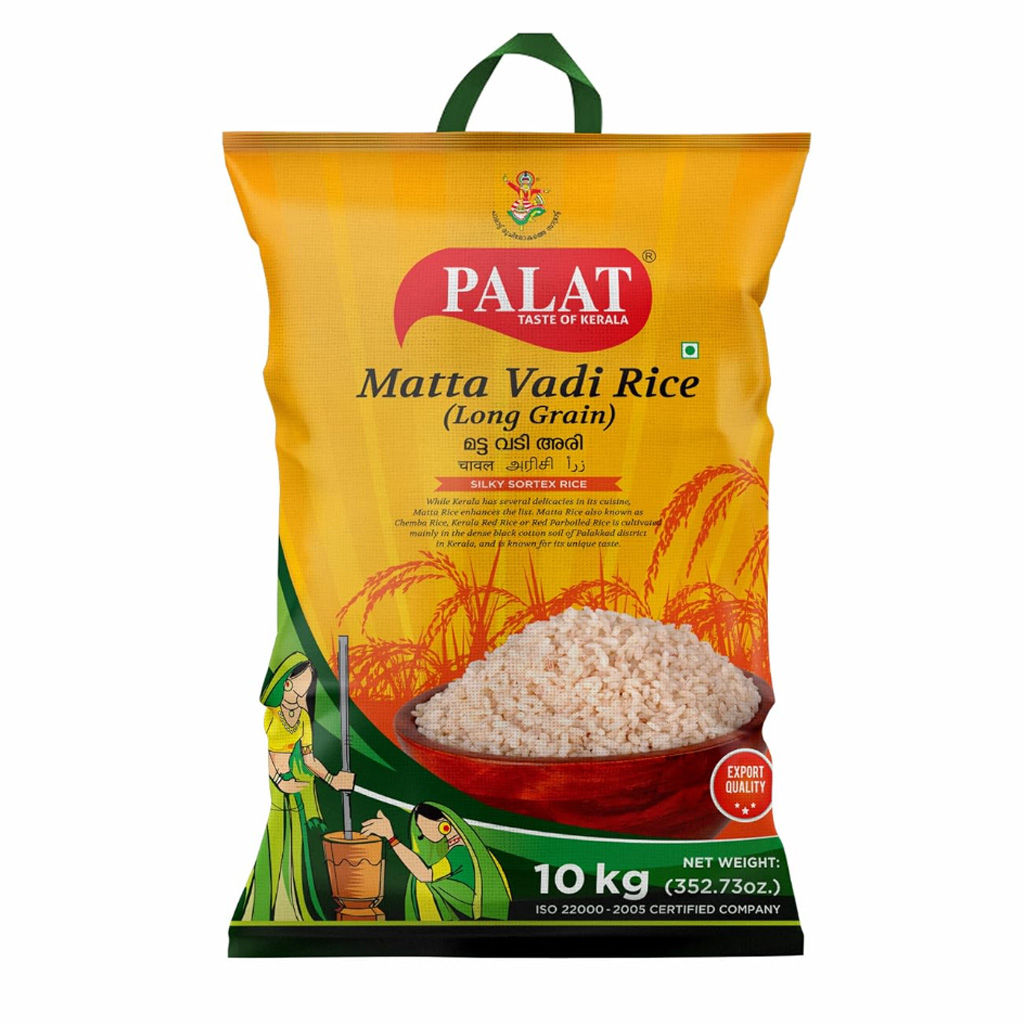 Palat Matta Vadi Rice Long Grain 10kg pack – premium Kerala parboiled red rice from Palakkad