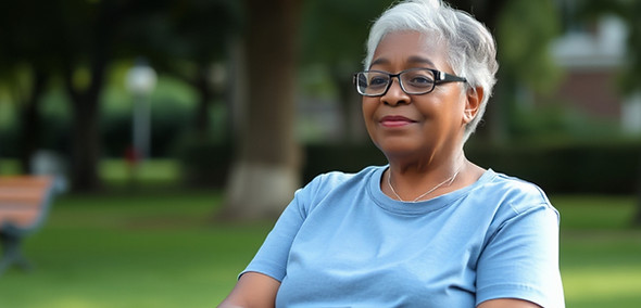 single senior black female sitting at a