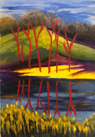 Red Wood Abstract Colour Expressionist