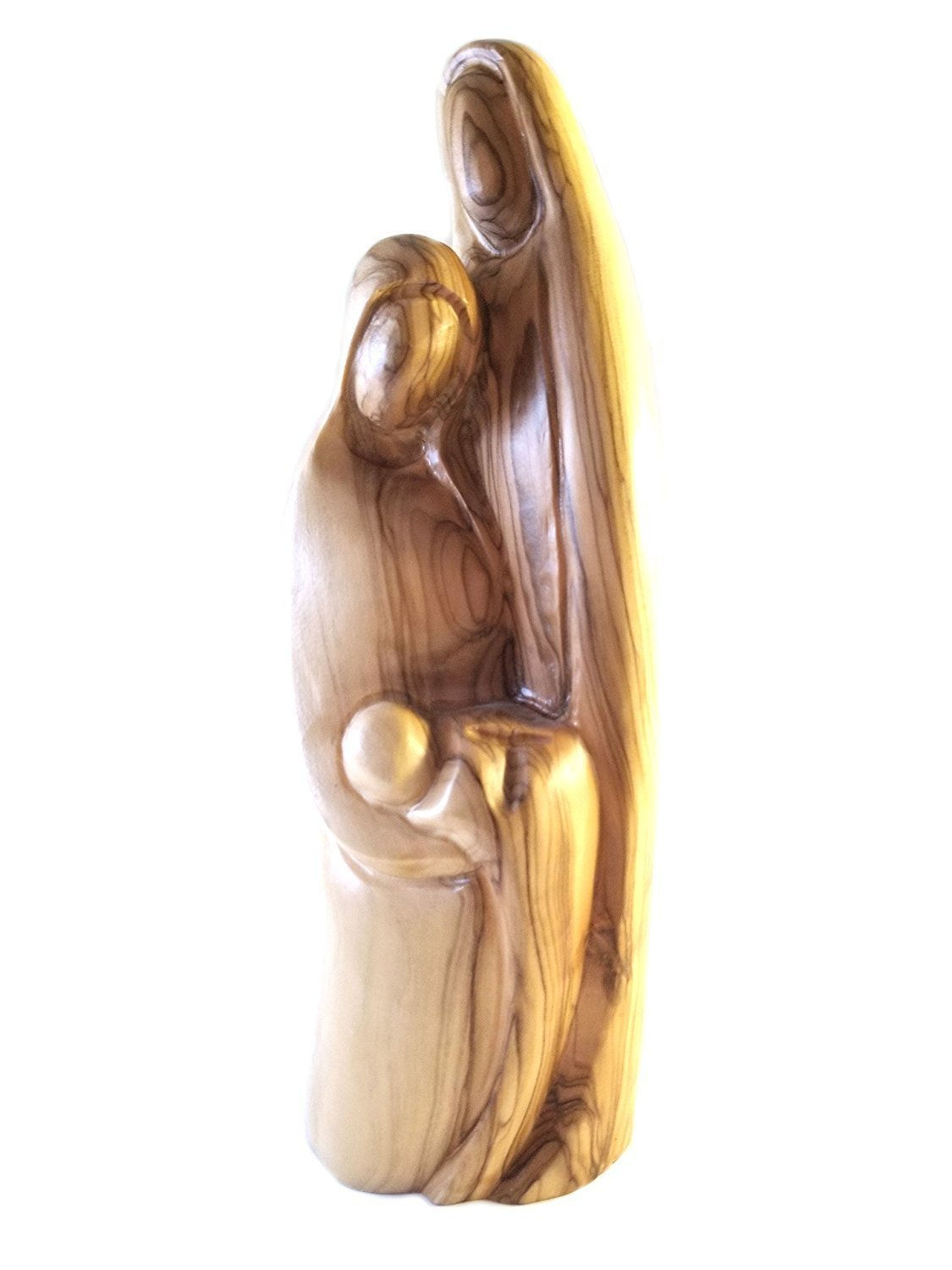 Holy Family Olive Wood Contemporary Style Statue from Bethlehem