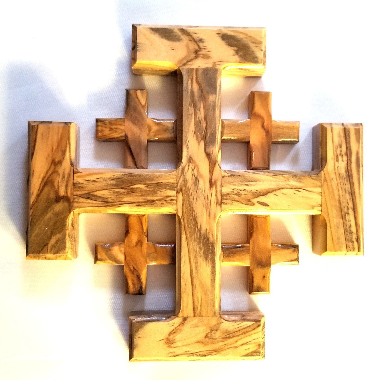 Handcrafted Olive Wood Jerusalem Cross from Bethlehem - Small