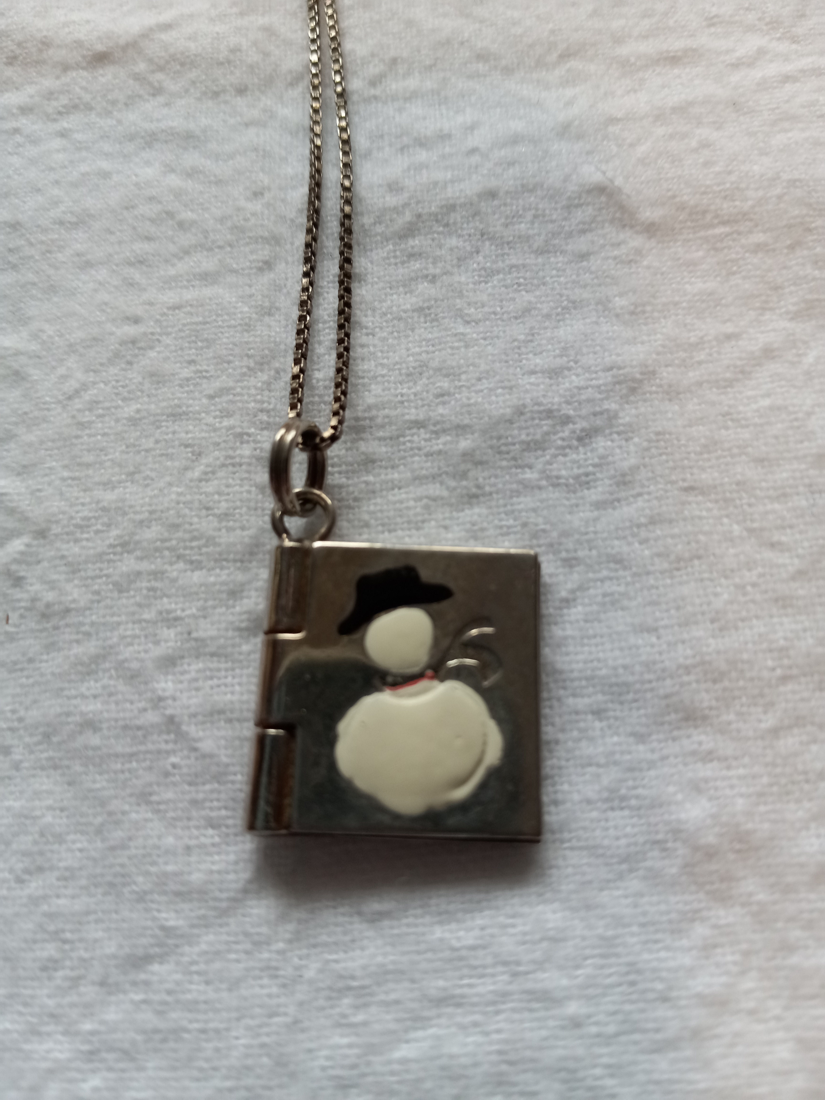 Sterling Silver Snowman Book Necklace