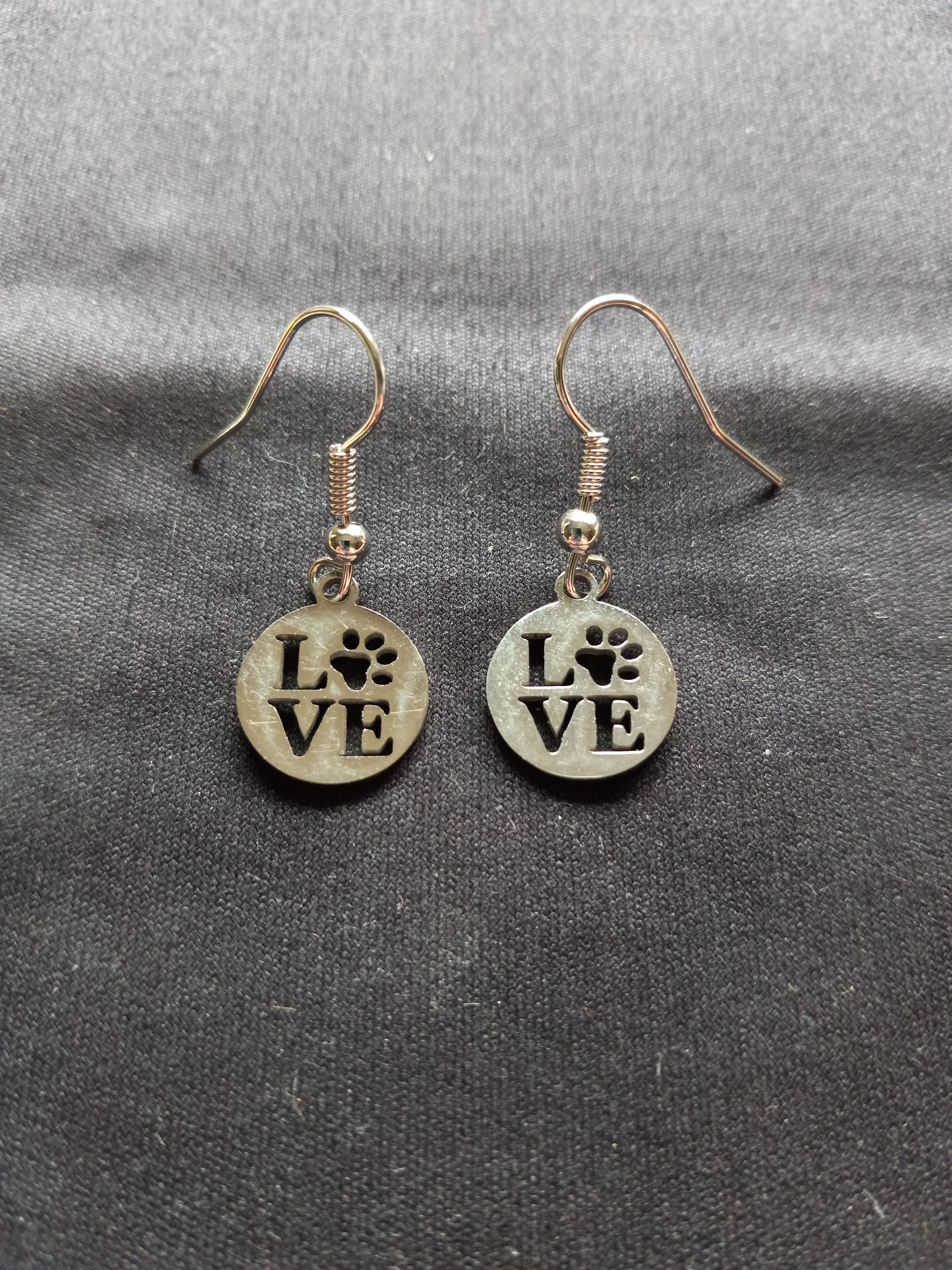 Silver Paw Print "LOVE"