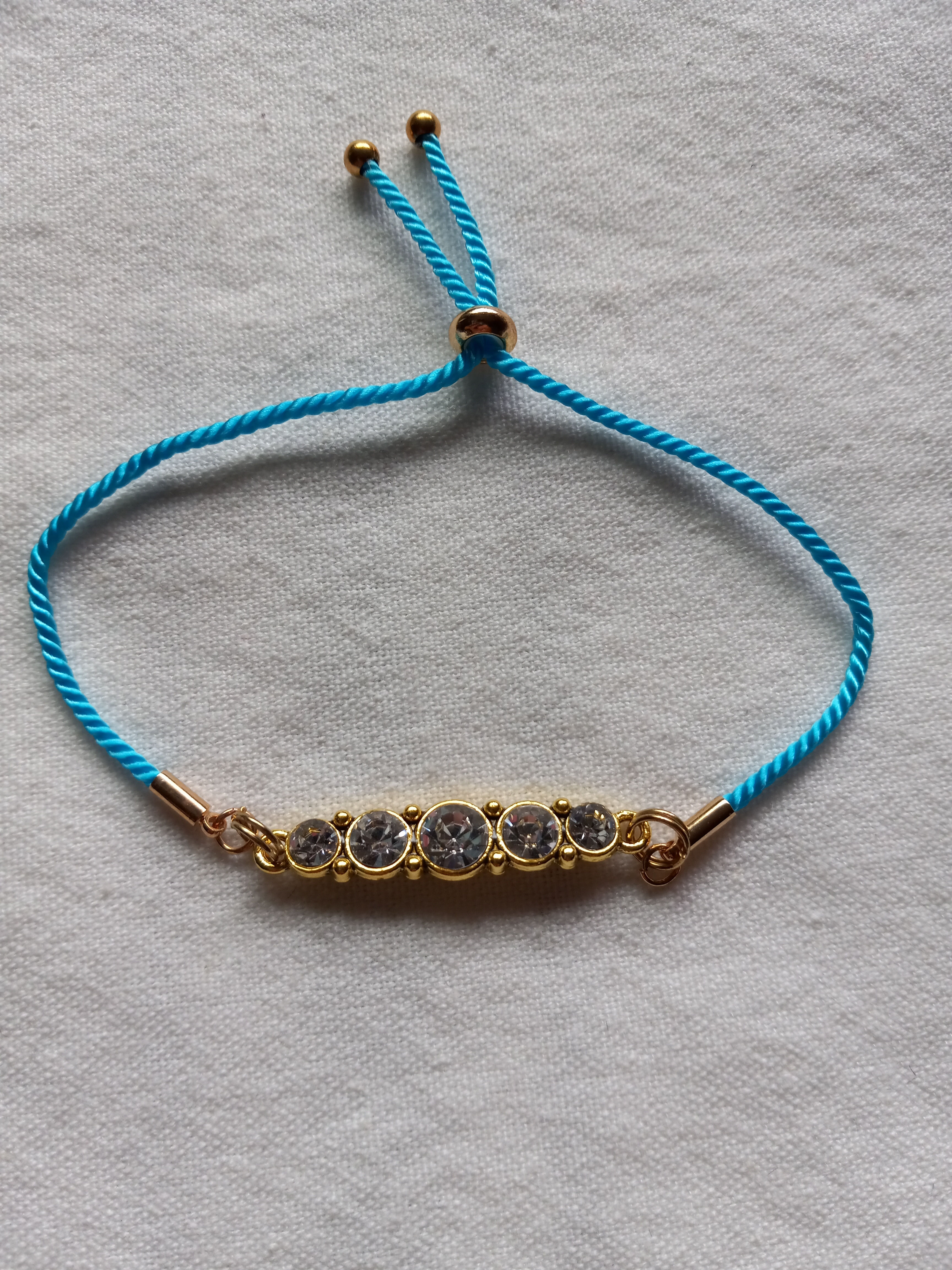 Clear Crystals on Turquoise Cord Bracelet
