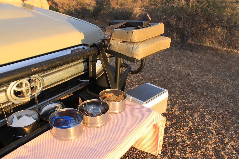 Sundowner snacks. Ridiculously, this is the best picture I took in the magical evening light.