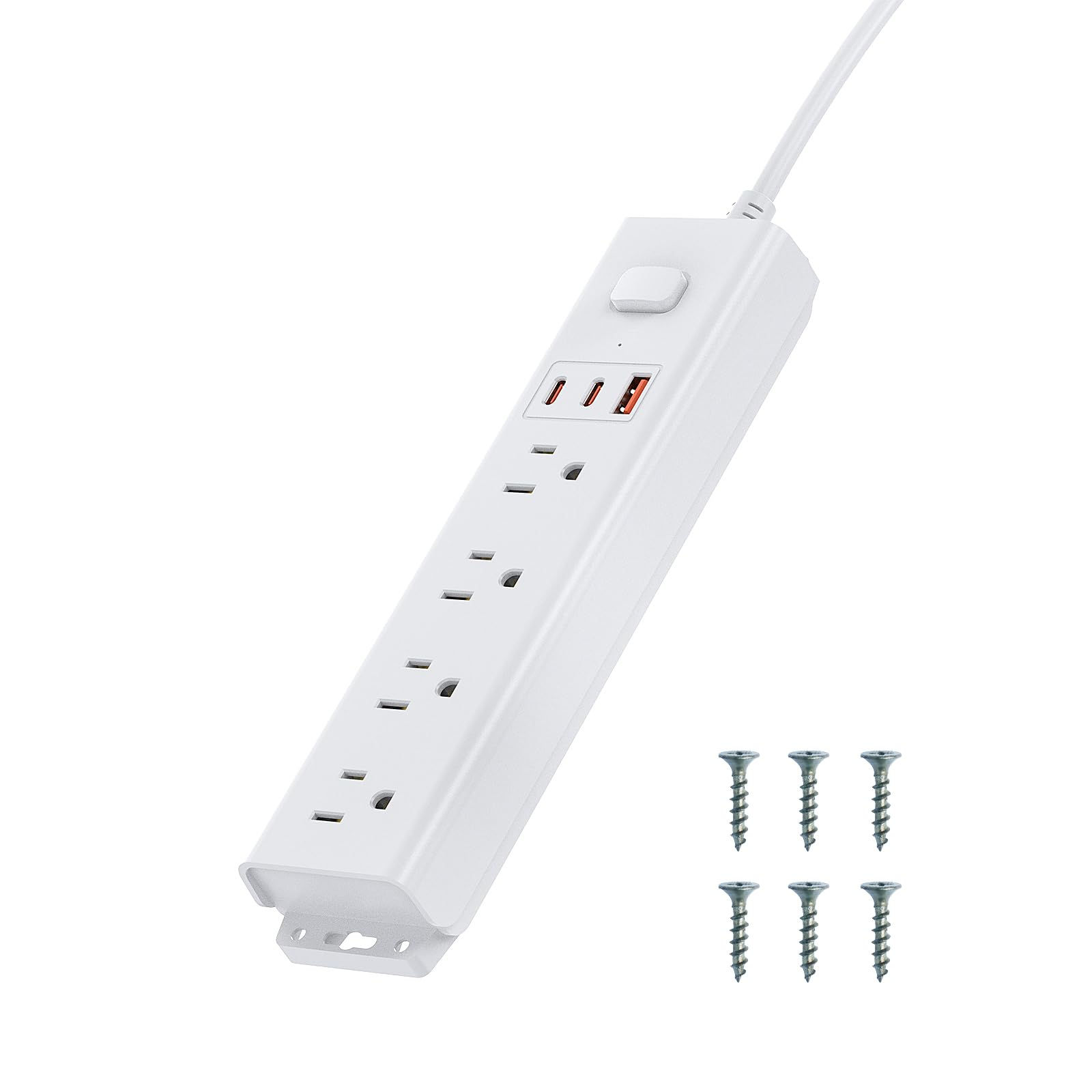Surge Protector Power Bar-4 Outlets with 3X 30W Fast Charging USB Ports (2 USB-C