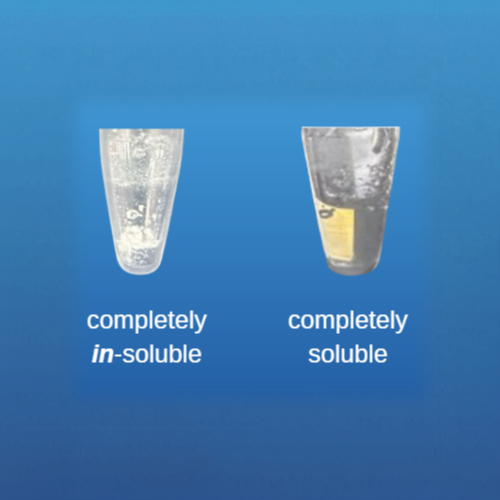 Comparison of insoluble and soluble states in formulation tubes