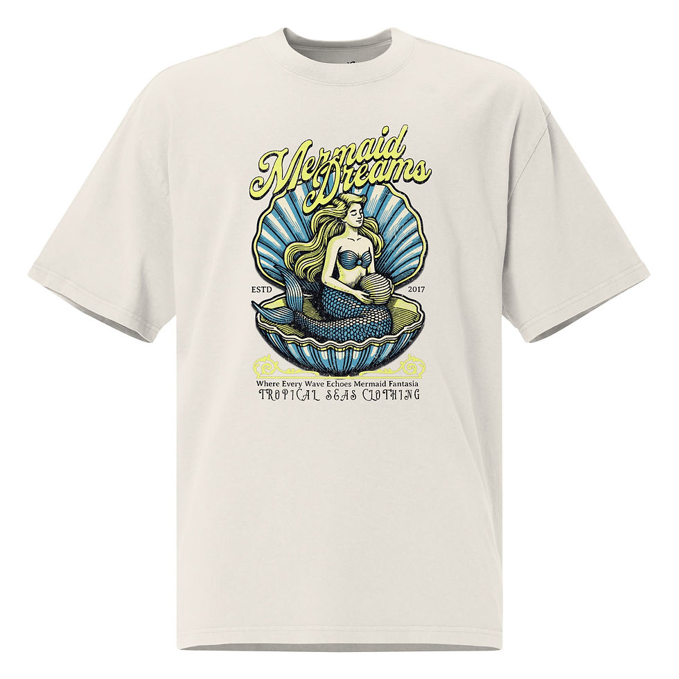 Thumbnail: Oversized Mermaid Dreams faded t-shirt
