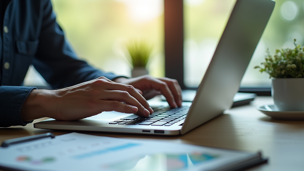 Close-up view of a person using a laptop to compare mortgage rates online