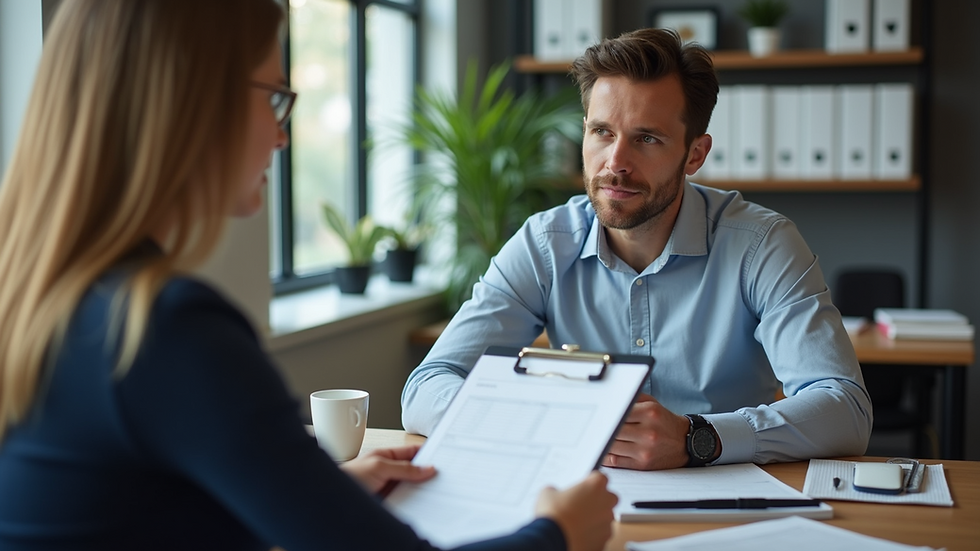 Eye-level view of a financial advisor discussing tailored plans