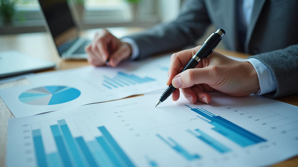 Close-up view of charts displaying investment strategies