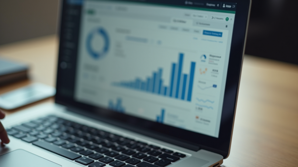 Close-up view of a laptop screen showing marketing analytics dashboard