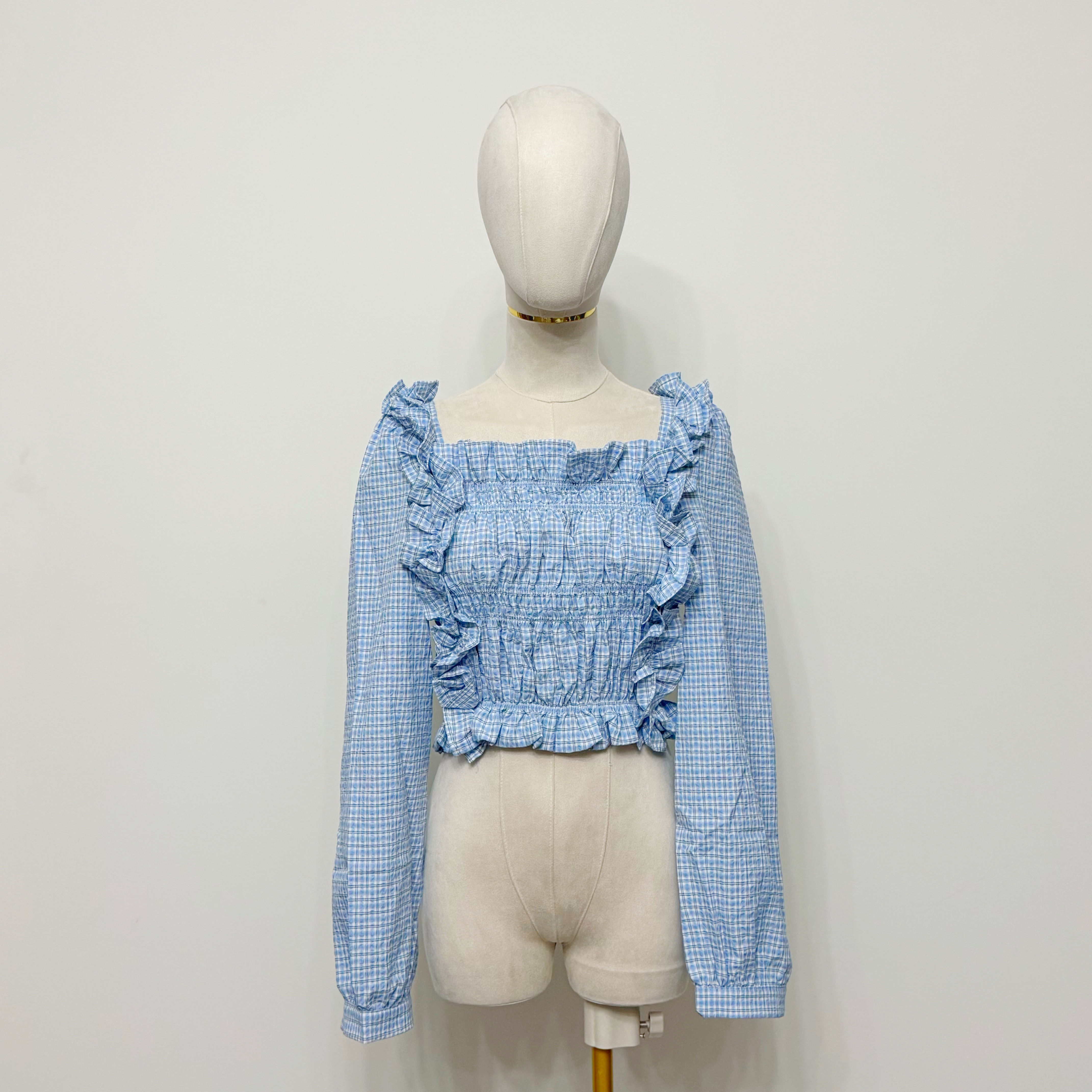 Gingham Ruffle Blouse